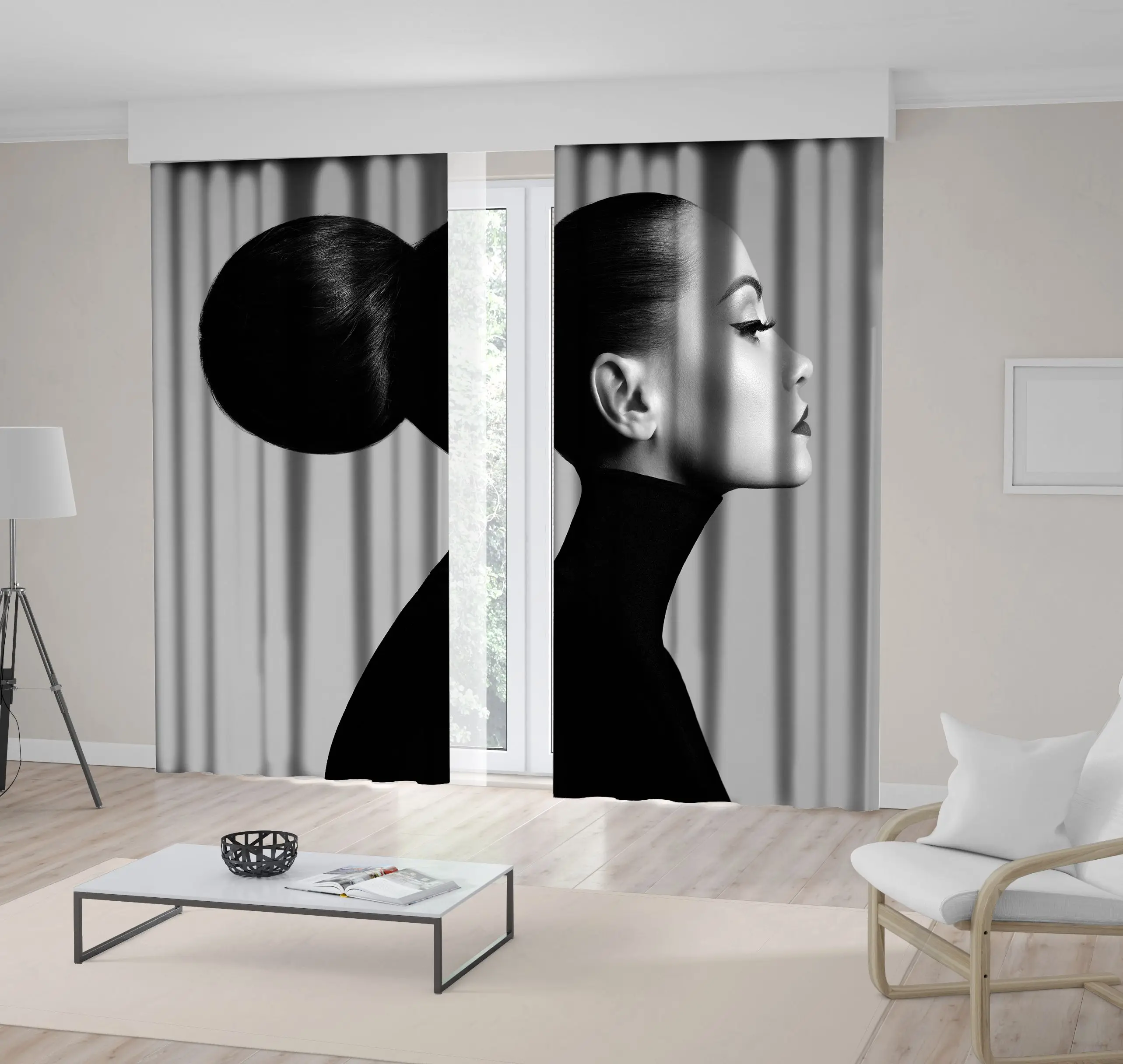 Curtain Fashion Art Studio Portrait of Elegant Woman in Turtleneck Hair is Collected from in High Beam Photo Black White
Curtain Fashion Art Studio Portrait of Elegant Woman in Turtleneck Hair is Collected from in High Beam Photo Black White