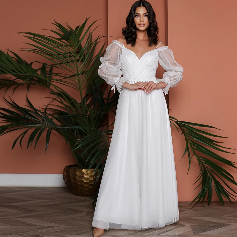 Elegant Wedding Dress Floor Length Spaghetti Straps Romantic Bridal Gown With Beading Pleat V Neck Mono Spring Свадебное платье
Elegant Wedding Dress Floor Length Spaghetti Straps Romantic Bridal Gown With Beading Pleat V Neck Mono Spring Свадебное платье