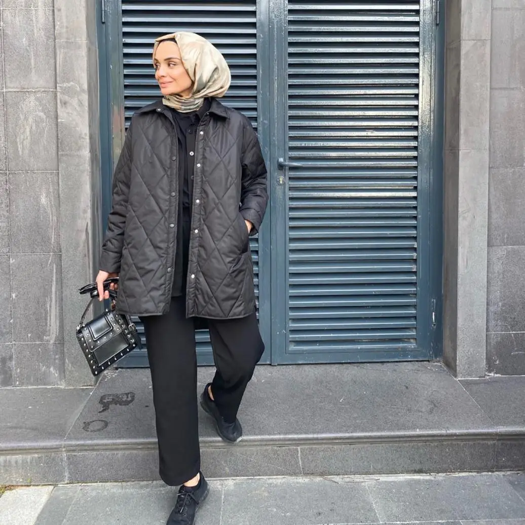Black Quilted Coats Lozenge Pattern Autumn Women Clothing Winter Fashion Snaps New Season Günlük
Black Quilted Coats Lozenge Pattern Autumn Women Clothing Winter Fashion Snaps New Season Günlük