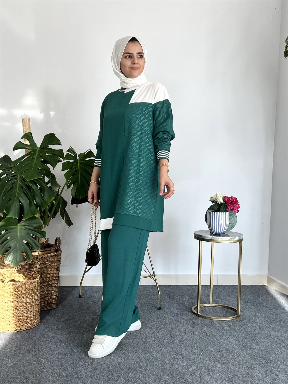 

Women's twinset tunic and trousers temporary shed yazlık suit women hijab suit Muslim fashion elegant and stylish casual use