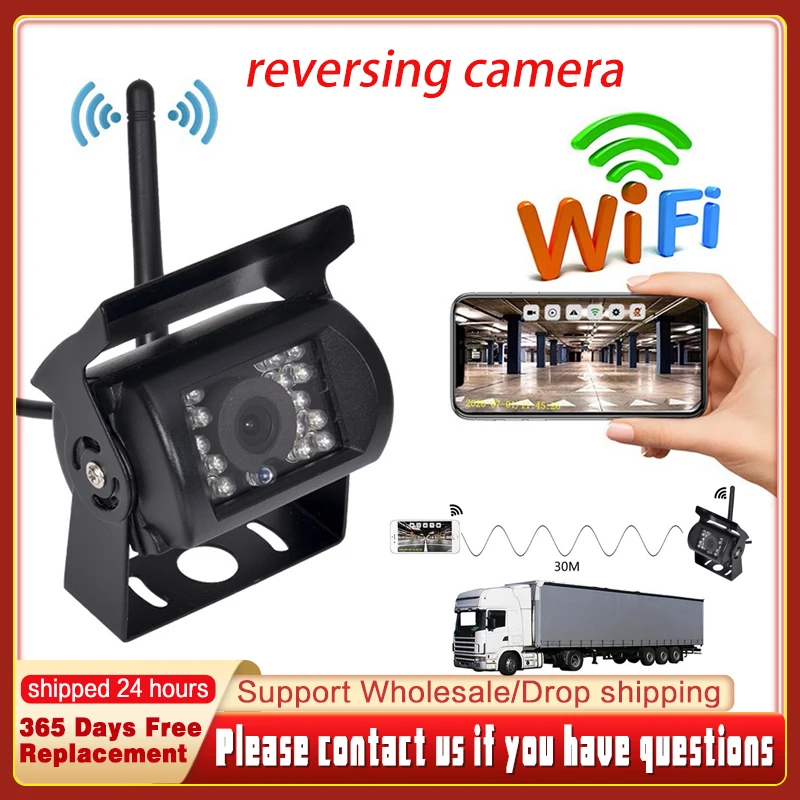 

HD Truck Reversing Camera Wireless Rear View Camera WiFi Rreversing Camera 170° Wide Angle Night Vision Bus Truck Cam Waterproof