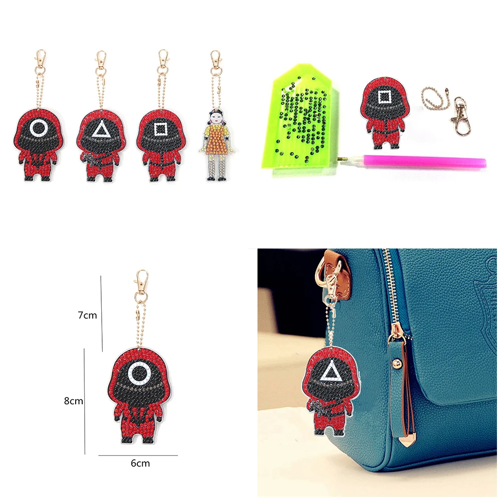 4Pcs/Set DIY Diamond Painting Squid Game Keychain Pendant Diamond Mosaic Embroidery Kit Keyrings Decoration Ornaments Xmas Gift
4Pcs/Set DIY Diamond Painting Squid Game Keychain Pendant Diamond Mosaic Embroidery Kit Keyrings Decoration Ornaments Xmas Gift