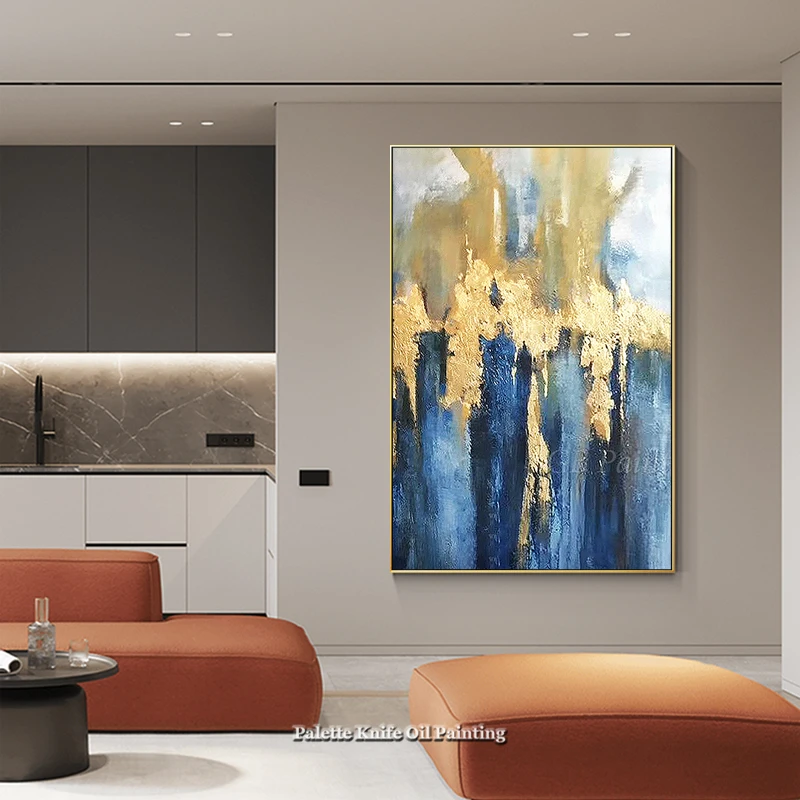 Modern Abstract Gold And Navy Blue Landscape Painting On Canvas Acrylic Hand Painted Large Wall Art Modern Home Decoration
Modern Abstract Gold And Navy Blue Landscape Painting On Canvas Acrylic Hand Painted Large Wall Art Modern Home Decoration