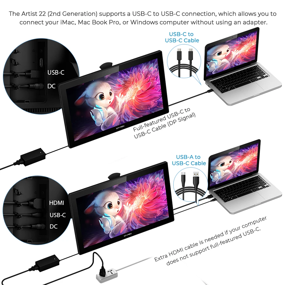 XPPen Artist 22 2nd Gen графический планшет монитор ручка дисплей 21 5 дюйма цифровой с