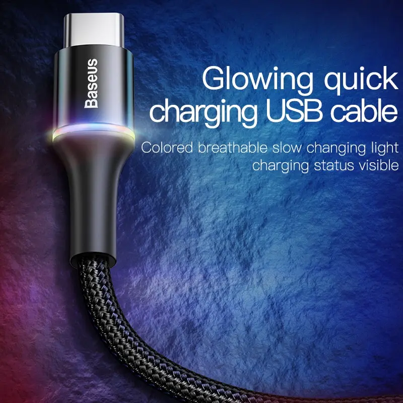 Кабель USB Baseus по типу C для Samsung S20 S10 Plus Xiaomi провод быстрой зарядки USB-C зарядное