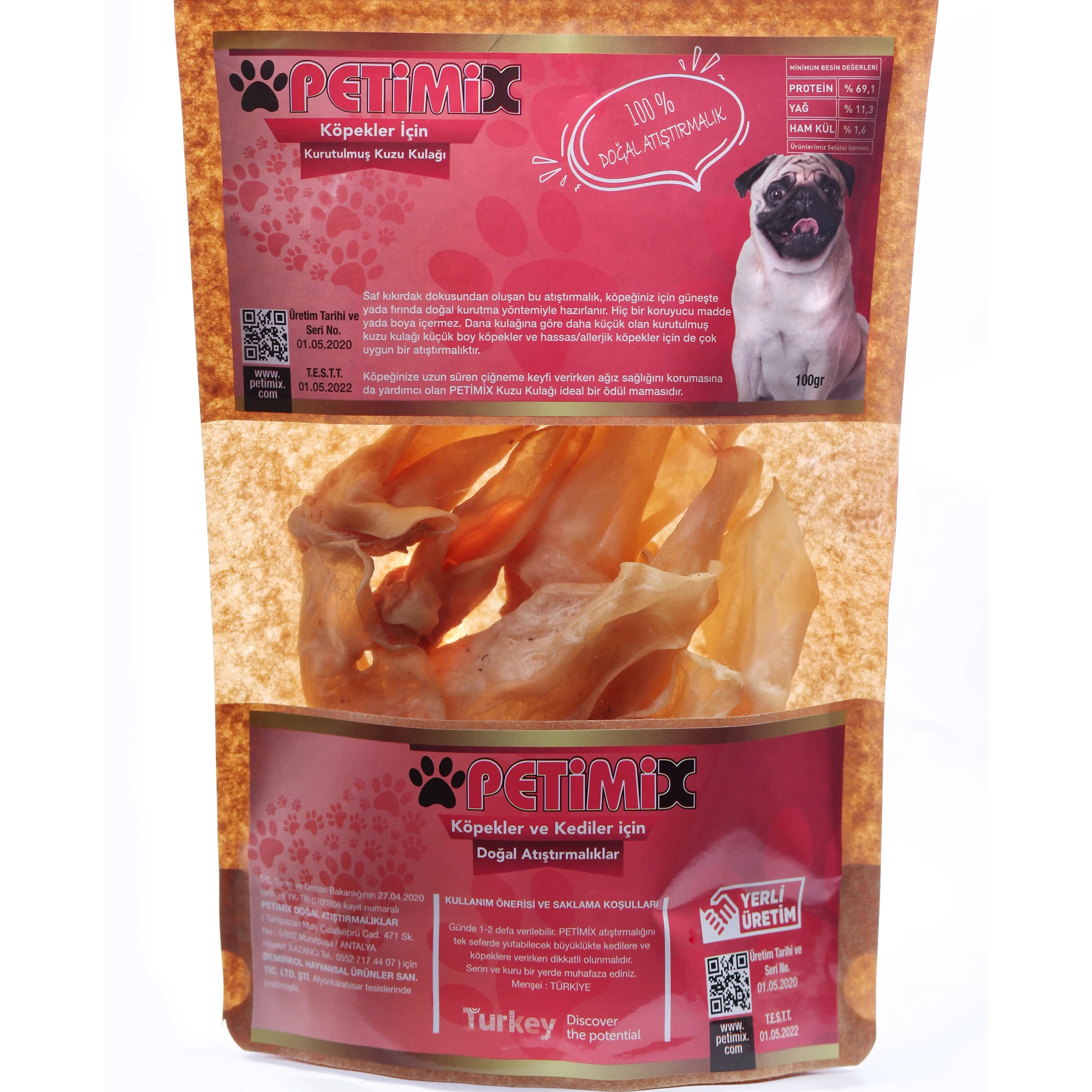 Petimix Lamb Ears Chewing Bones Dog Treat Naturel Snacks for Pets Dental Care 100g
Petimix Lamb Ears Chewing Bones Dog Treat Naturel Snacks for Pets Dental Care 100g