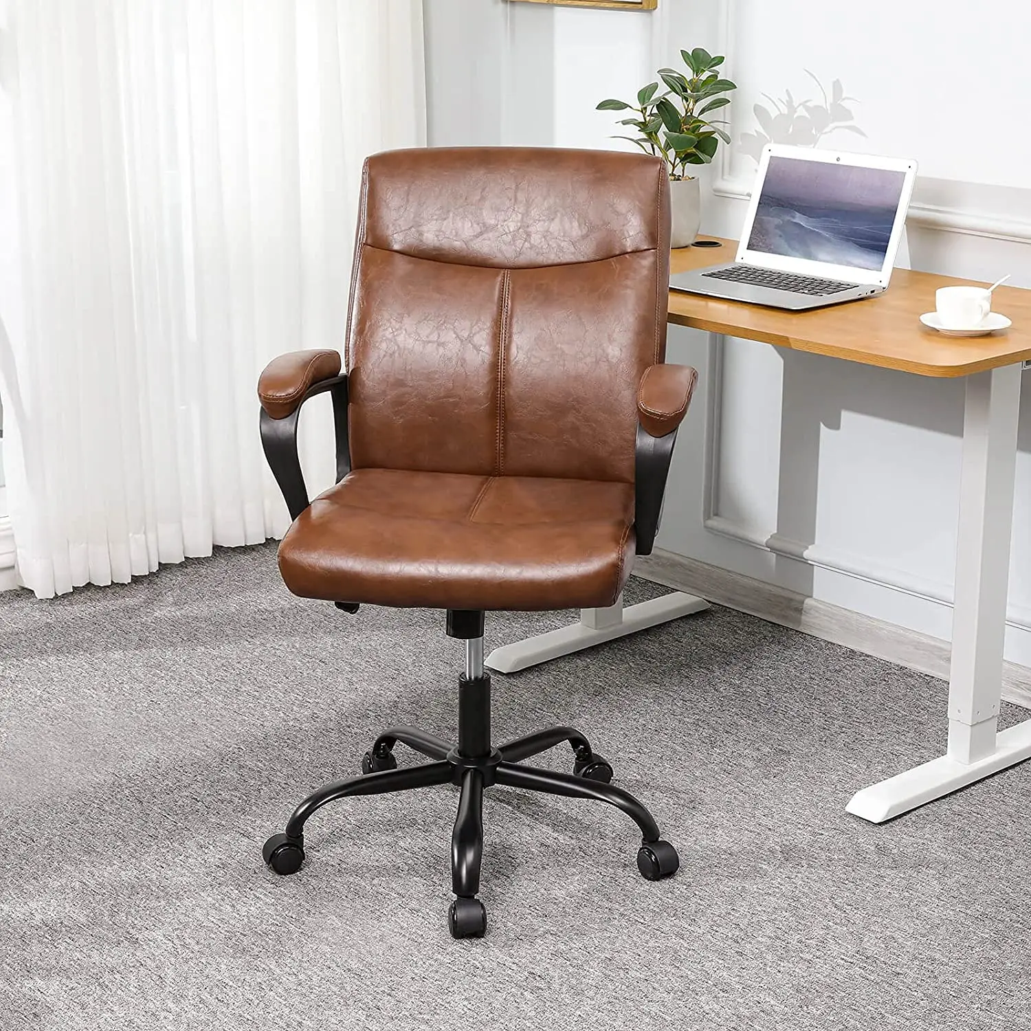 Leather Office Brown Desk Chair Home Office with Wheels Vintage Computer Chair Tan Executive Chair Managerial Capacity 400 lbs
Leather Office Brown Desk Chair Home Office with Wheels Vintage Computer Chair Tan Executive Chair Managerial Capacity 400 lbs