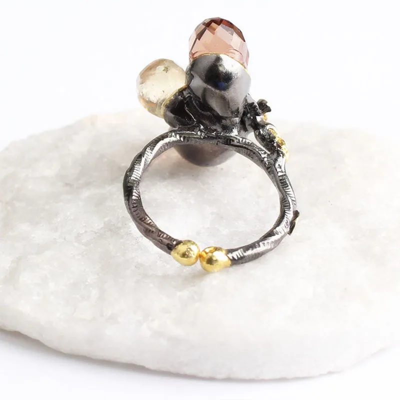 Two Sultanite and White Zircon Womens Gold Plated Silver Ring, Woman 925 Silver Sultanite Handmade Ring
Two Sultanite and White Zircon Womens Gold Plated Silver Ring, Woman 925 Silver Sultanite Handmade Ring