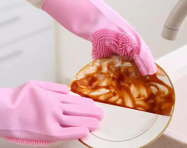Перчатки для уборки Xiaomi Silicone Cleaning Glove (Pink) | Дом и сад