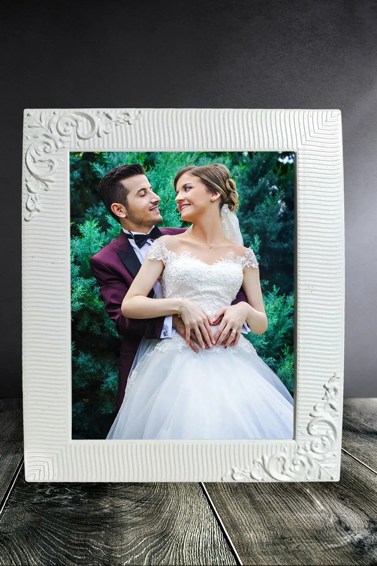 

15x21cm White Embroidered Picture Frame For Photo Paper Horizontal Vertical Decorative Stylish Office Glass House Glazed Crea