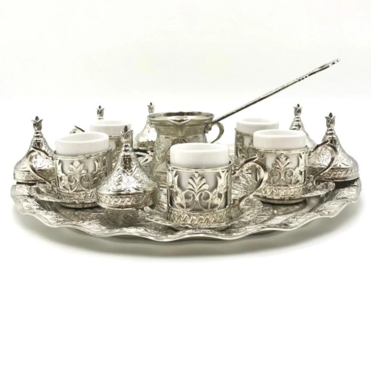 Ivy Patterned Coffee Cup Set for 2 and 6 person with Coffee Pot, Turkish Arab Greek Coffee, Porcellain 90 ml Gift 
Ivy Patterned Coffee Cup Set for 2 and 6 person with Coffee Pot, Turkish Arab Greek Coffee, Porcellain 90 ml Gift