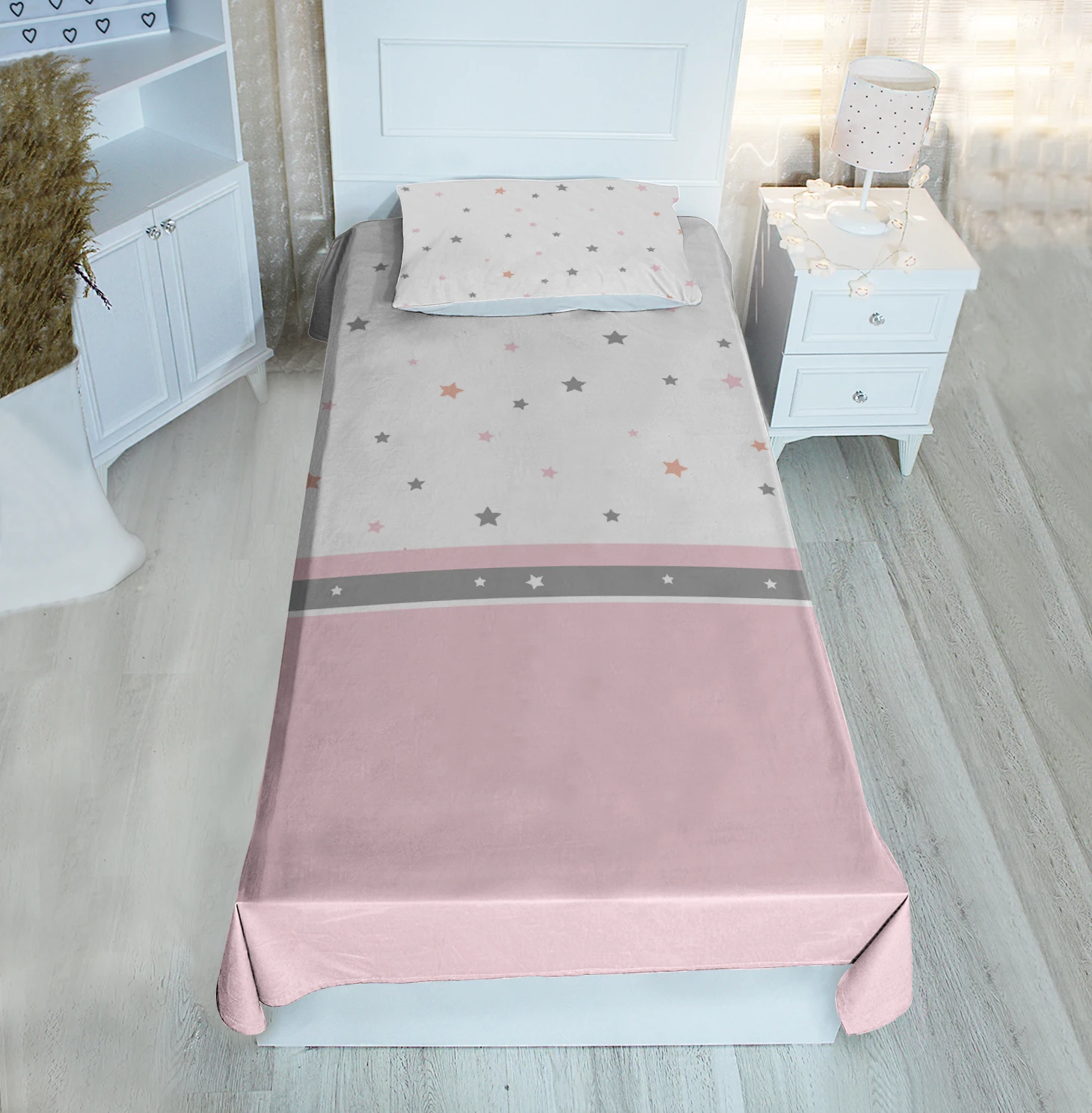 White single bed cover White Pink Grey star patterned velvet fabric Free Shipping quality product kids room decoration
White single bed cover White Pink Grey star patterned velvet fabric Free Shipping quality product kids room decoration