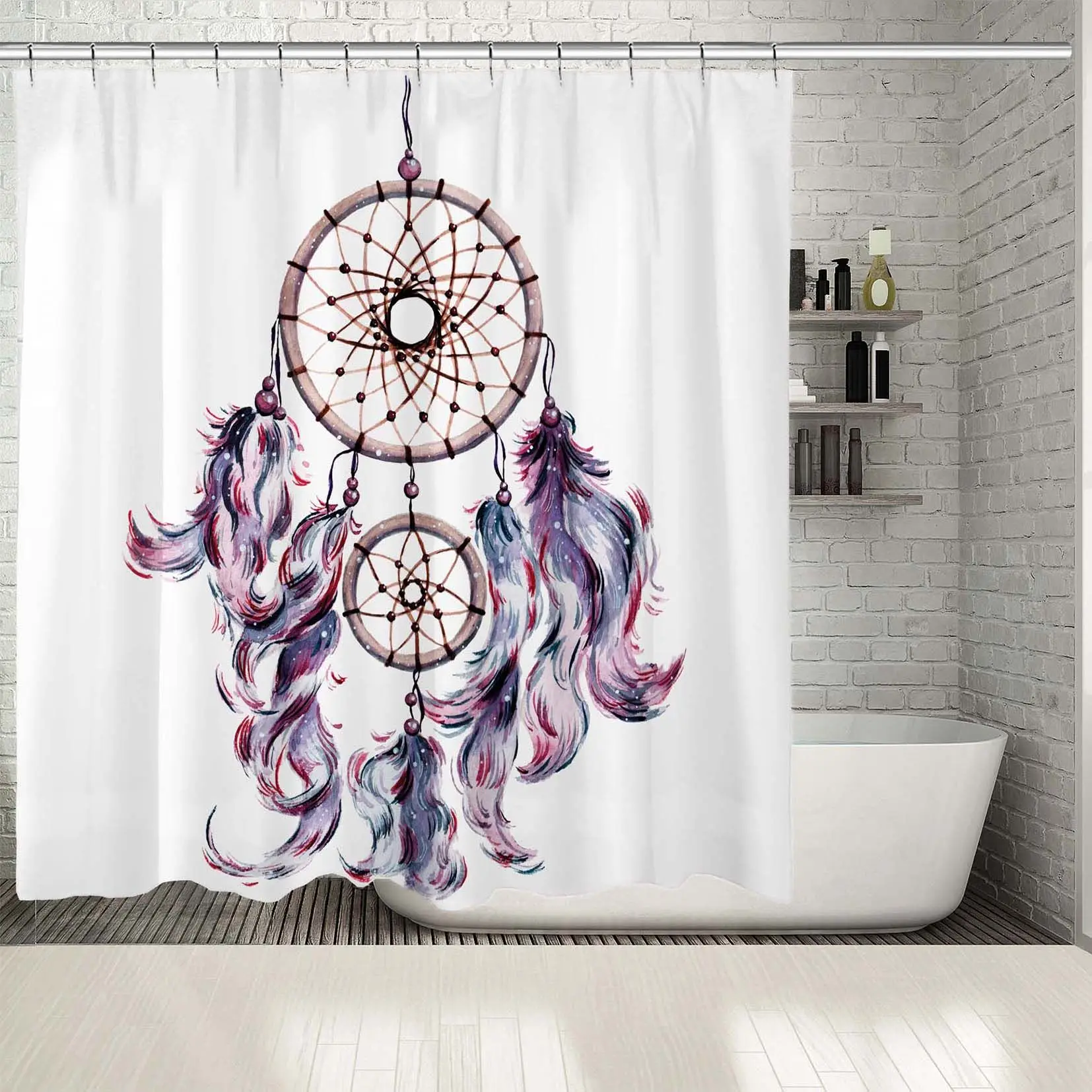 Shower Curtain Bohemian Dream Catcher Traditional Mystic Tribal Theme Artwork Purple Pink Beige
Shower Curtain Bohemian Dream Catcher Traditional Mystic Tribal Theme Artwork Purple Pink Beige
