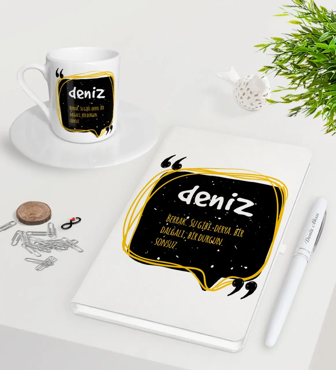 Персонализированные имя означает Белая ручка для записной книжки чашка для кофе по-турецки Seti-3
Персонализированные имя означает Белая ручка для записной книжки чашка для кофе по-турецки Seti-3