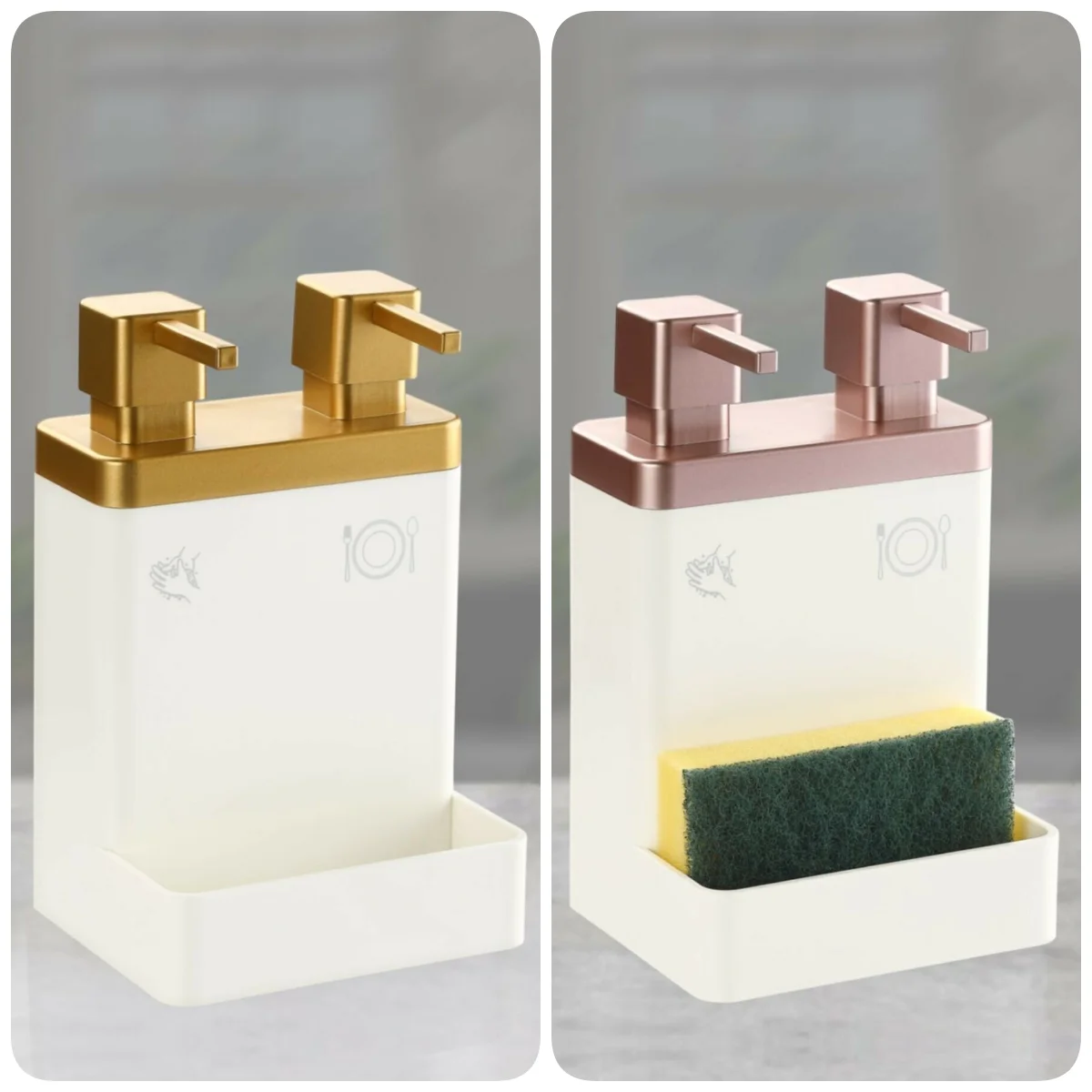 Double Liquid Soap Dispenser Detergent Dispenser Acrylic Dish Sponge Holder Kitchen Bathroom Accessories Washing Refillable
Double Liquid Soap Dispenser Detergent Dispenser Acrylic Dish Sponge Holder Kitchen Bathroom Accessories Washing Refillable