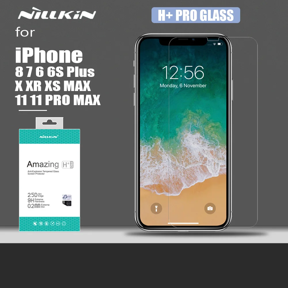 Защитное стекло Nillkin для iPhone 11 Pro Max X XR XS H + PRO закаленное 8 7 6 6S Plus HD пленка|Защитные
