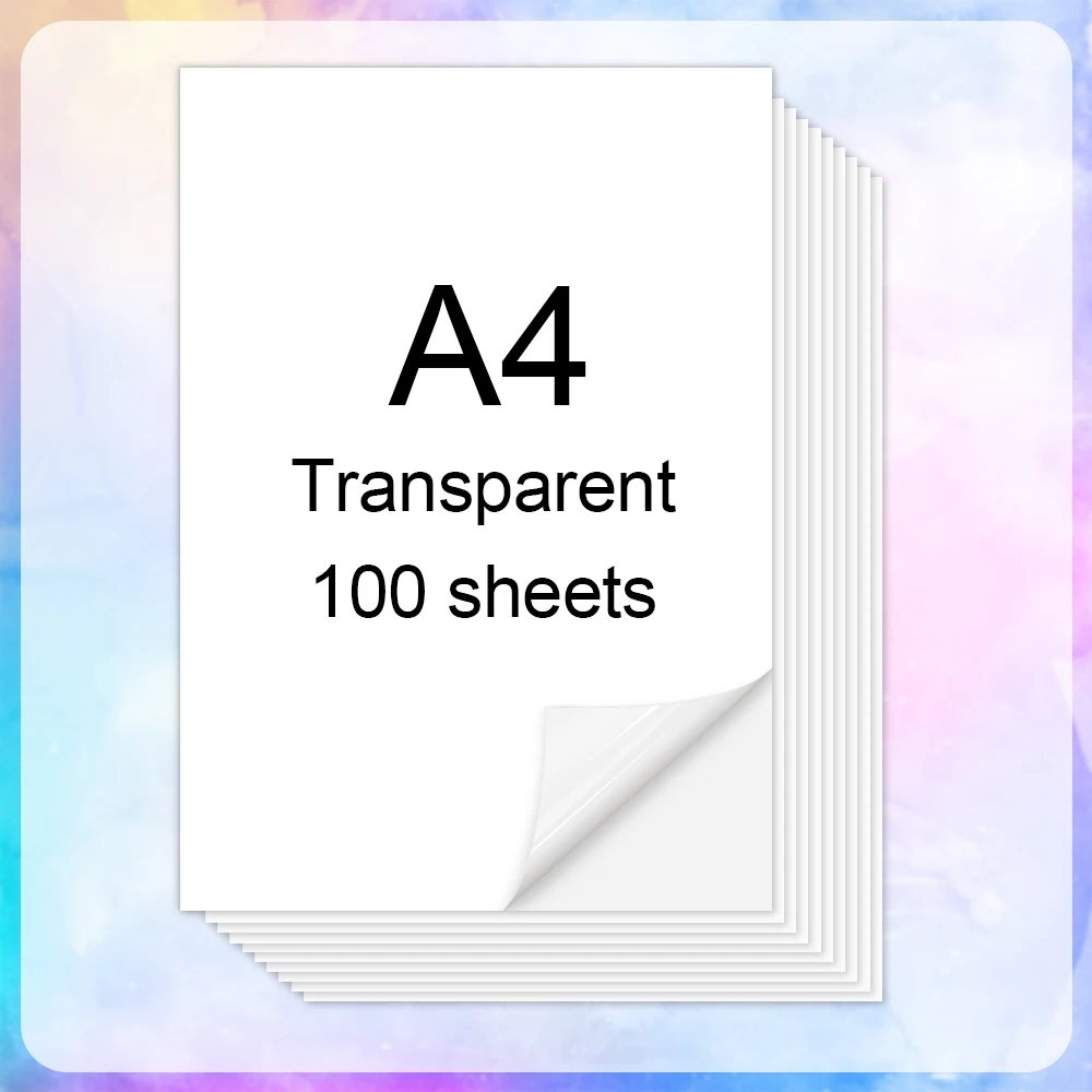 100 Sheets Transparent Vinyl Sticker A4 Paper Printable Vinyl Sticker Paper Craft Waterproof for Inkjet Printer Laser Printer
100 Sheets Transparent Vinyl Sticker A4 Paper Printable Vinyl Sticker Paper Craft Waterproof for Inkjet Printer Laser Printer