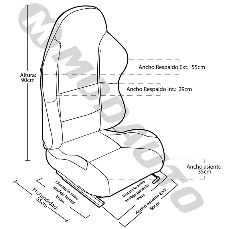 Спортивный автомобиль MODAUTO up seat Semibaquet регулируемый с риелесом в комплекте