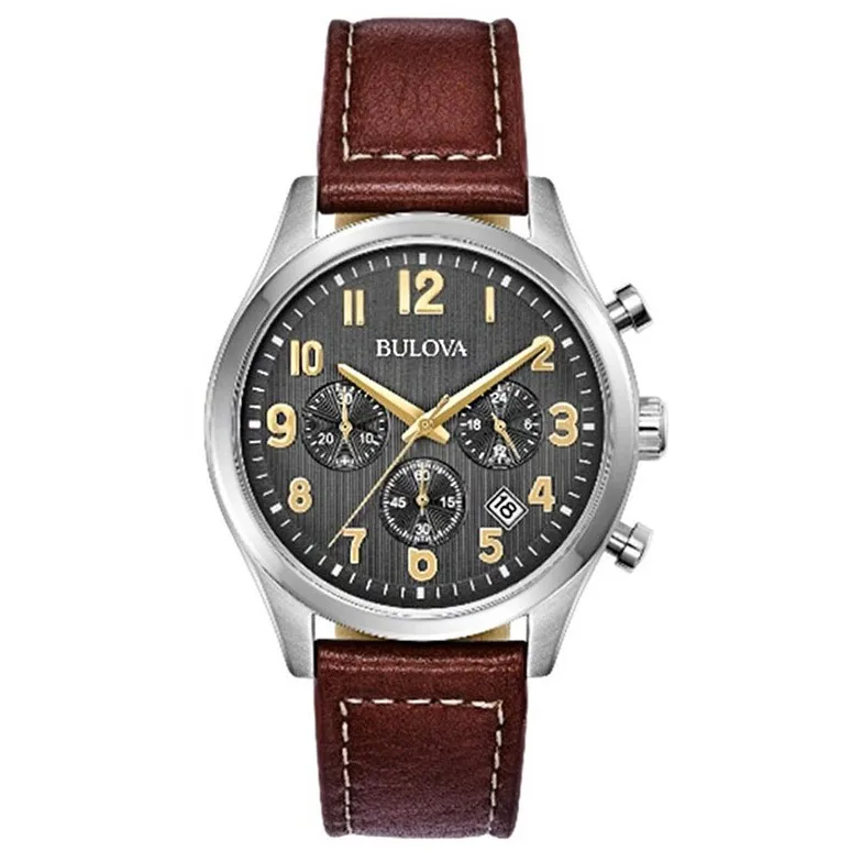Наручные часы Bulova 96B301 мужские с кварцевым хронографом на кожаном ремешке |