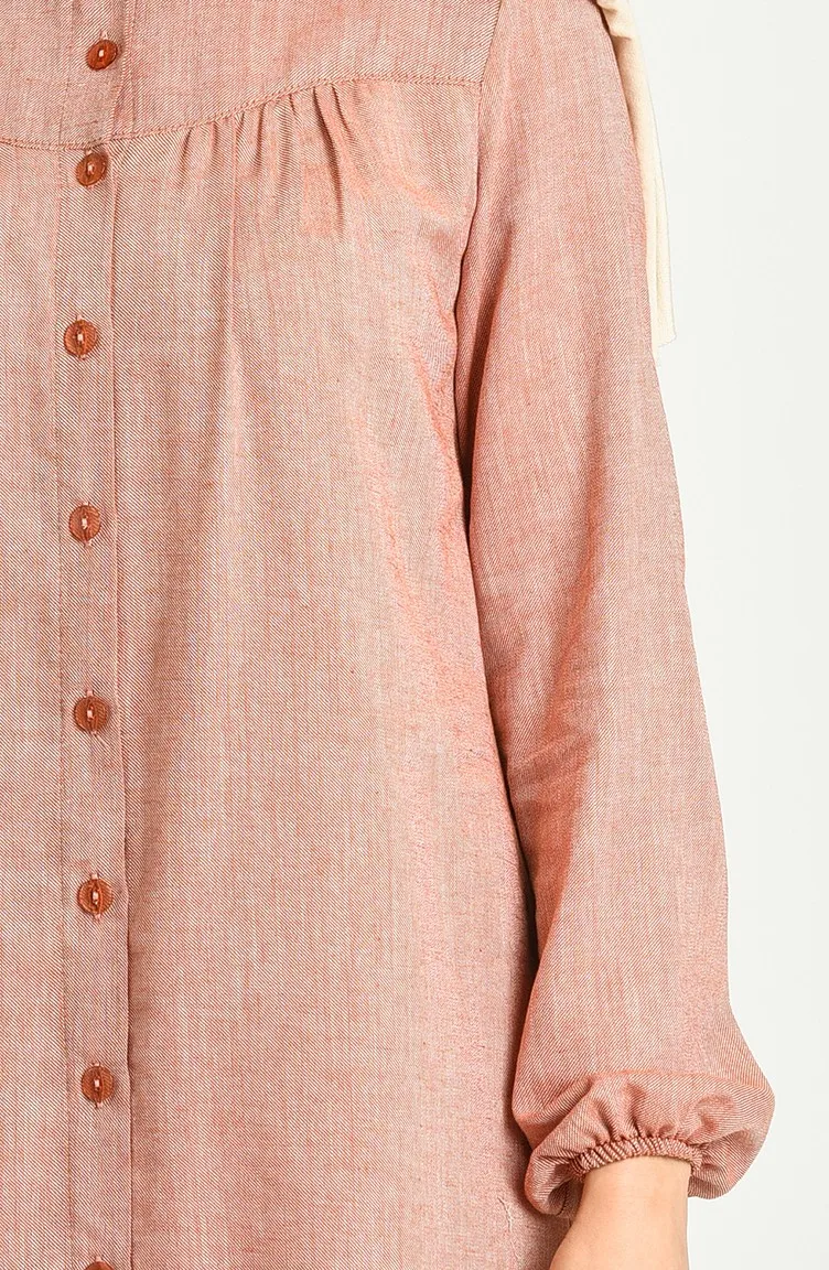 

Buttoned Tunic Cotton Polyester Fabric Plain Unlined Long Sleeve Zero Collar Women Muslim Fashion Hijab Clothing Casual Comforta