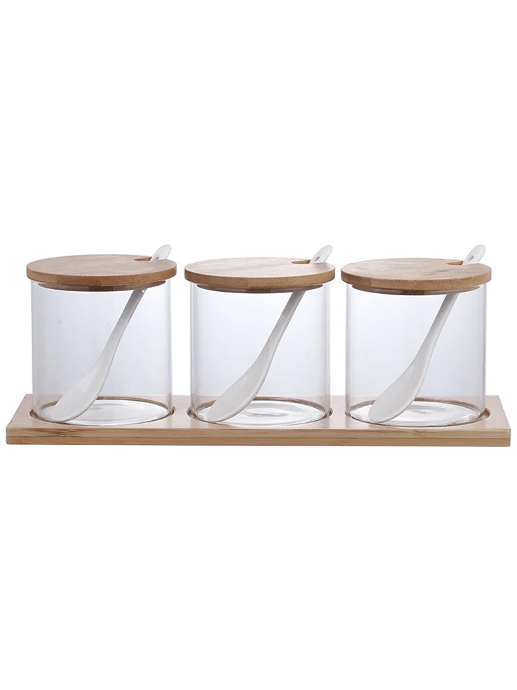 Japanese Bamboo Glass Seasoning Jar 325mlx3 Heat-resistant Transparent Glass Kitchen Seasoning Salt Pepper Spices Storage Tank
Japanese Bamboo Glass Seasoning Jar 325mlx3 Heat-resistant Transparent Glass Kitchen Seasoning Salt Pepper Spices Storage Tank