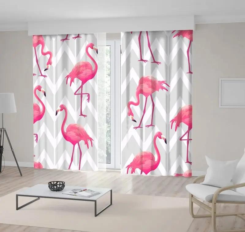 Curtain on Flamingoes Zigzeg Geometric Background Birds Tropical Nature Decorating Artwork Pink White Gray
Curtain on Flamingoes Zigzeg Geometric Background Birds Tropical Nature Decorating Artwork Pink White Gray