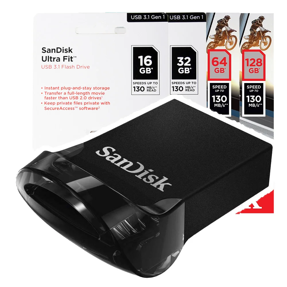 Sandisk флеш-накопители USB 3 1 Ultra Fit Micro SD Mini 64 ГБ 128 флеш-накопитель высокоскоростная 130