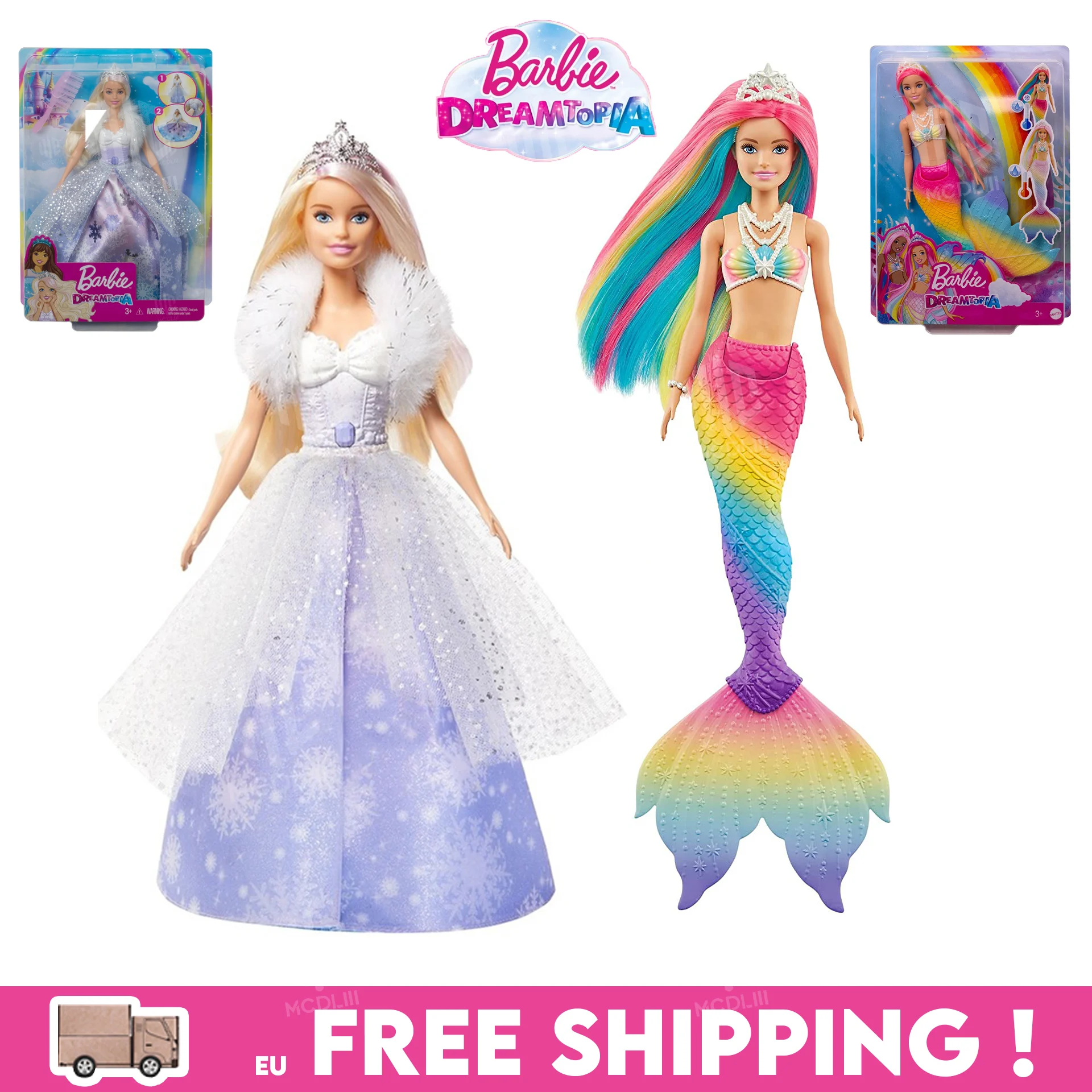 Original Princess Barbie Dreamtopia Fashion Snow Reveal Doll, Blonde with Pink Hairstreak, Toys For Girls Gift for Kids GKH26
Original Princess Barbie Dreamtopia Fashion Snow Reveal Doll, Blonde with Pink Hairstreak, Toys For Girls Gift for Kids GKH26