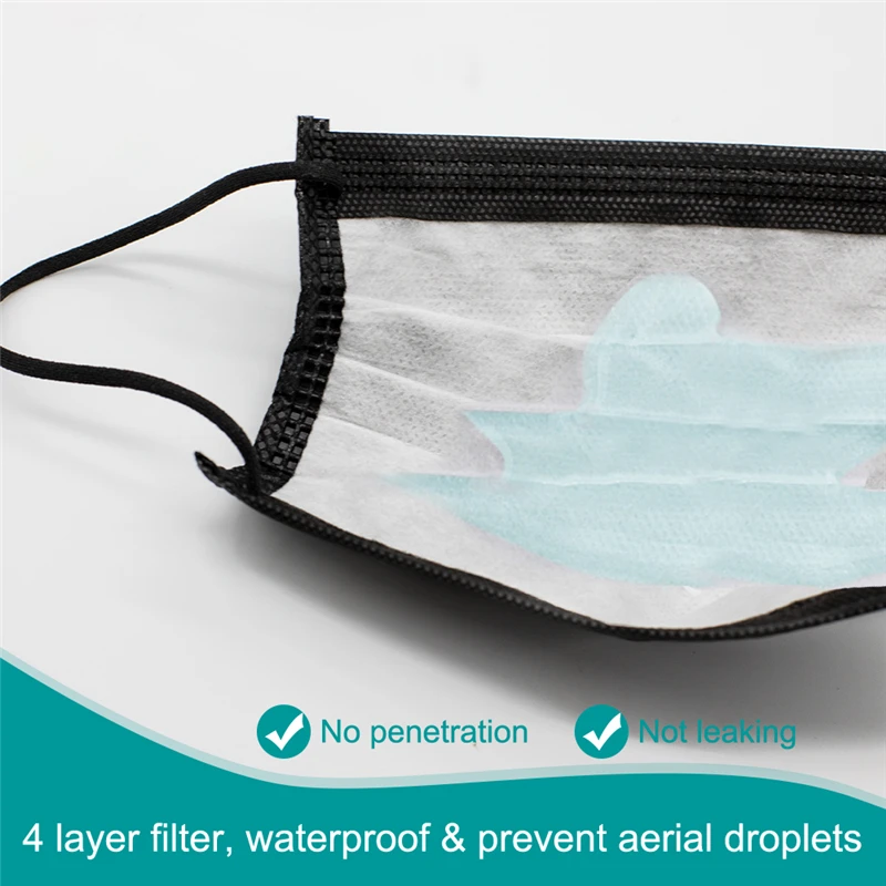 50/100PCS Mask Black Disposable 4-Layer Face Mouth Mask Anti-fog And Dustproof Activated Carbon Face Masks Children Adult Masks
50/100PCS Mask Black Disposable 4-Layer Face Mouth Mask Anti-fog And Dustproof Activated Carbon Face Masks Children Adult Masks