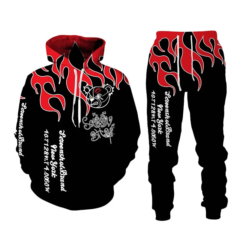 Spring and Autumn Casual Fashion 3D Bear Print Unisex Sweater and Trousers Two-piece Suit
Spring and Autumn Casual Fashion 3D Bear Print Unisex Sweater and Trousers Two-piece Suit