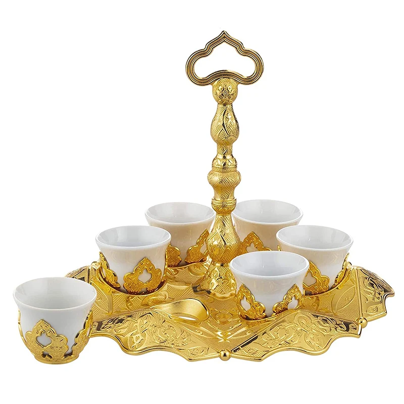 6 Pieces Mirra Set with Tray Gold Silver Arabic Turkish Greek Coffee Espresso Cups Set Mug Authentic Wedding New Home Gift
6 Pieces Mirra Set with Tray Gold Silver Arabic Turkish Greek Coffee Espresso Cups Set Mug Authentic Wedding New Home Gift