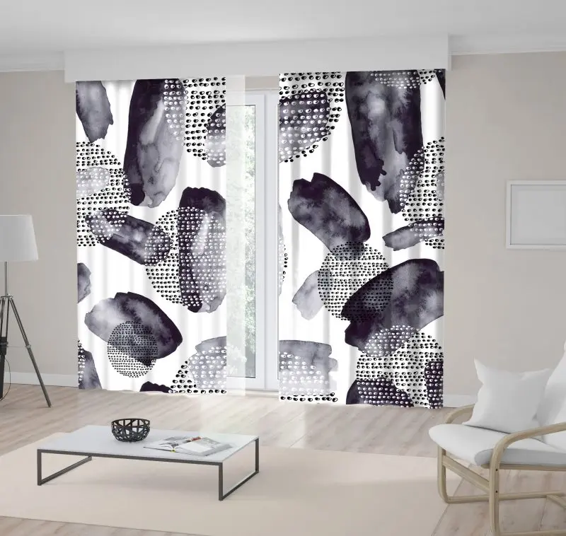 Curtain Brush Strokes and Dots Abstract Modern Watercolor Artwork Black and White
Curtain Brush Strokes and Dots Abstract Modern Watercolor Artwork Black and White