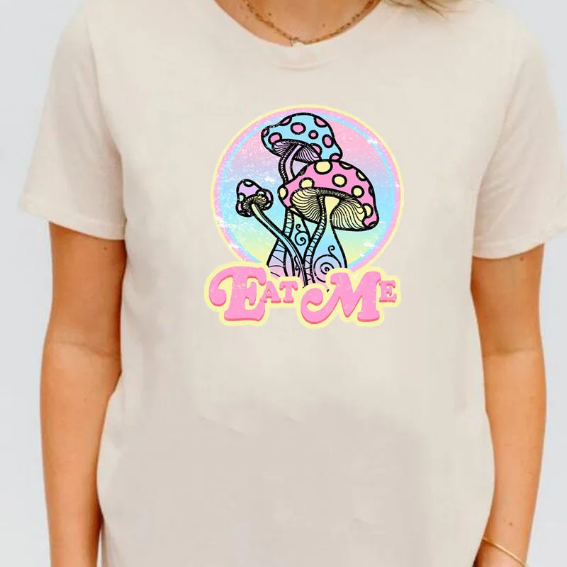 Eat Me Mushroom Print Women T Shirt Harajuku Aesthetic Cotton Short Sleeve Grunge Streetwear Graphic Tee Egirl Casual Y2k Tops
Eat Me Mushroom Print Women T Shirt Harajuku Aesthetic Cotton Short Sleeve Grunge Streetwear Graphic Tee Egirl Casual Y2k Tops