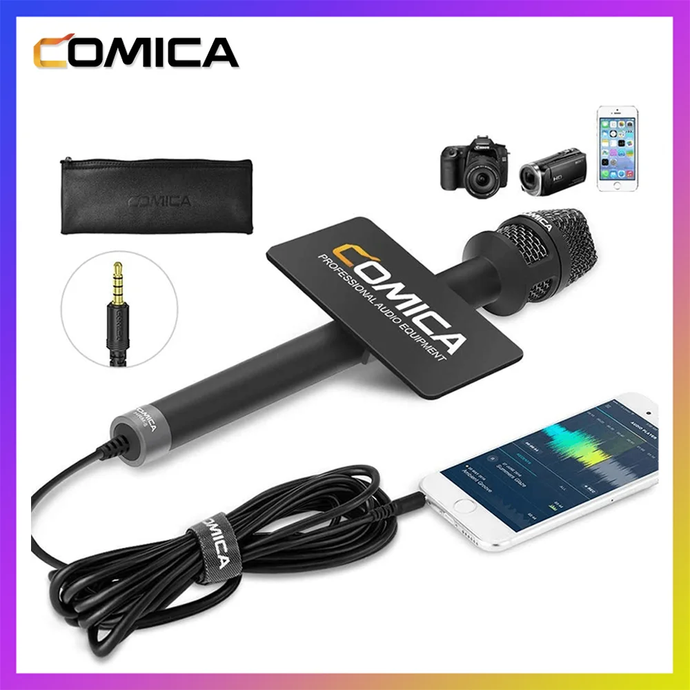 

COMICA HRM-S Handheld Interview Microphone for Mobile Phone Condenser Cardioid Phone Microphone for Reporter Karaoke Microphone