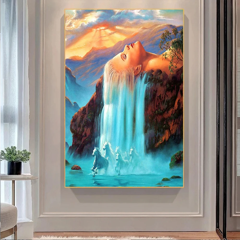 Abstract Woman Hair Waterfall Horse Running Canvas Painting Landscape Poster and Print for Living Room Wall Art Home Decor
Abstract Woman Hair Waterfall Horse Running Canvas Painting Landscape Poster and Print for Living Room Wall Art Home Decor
