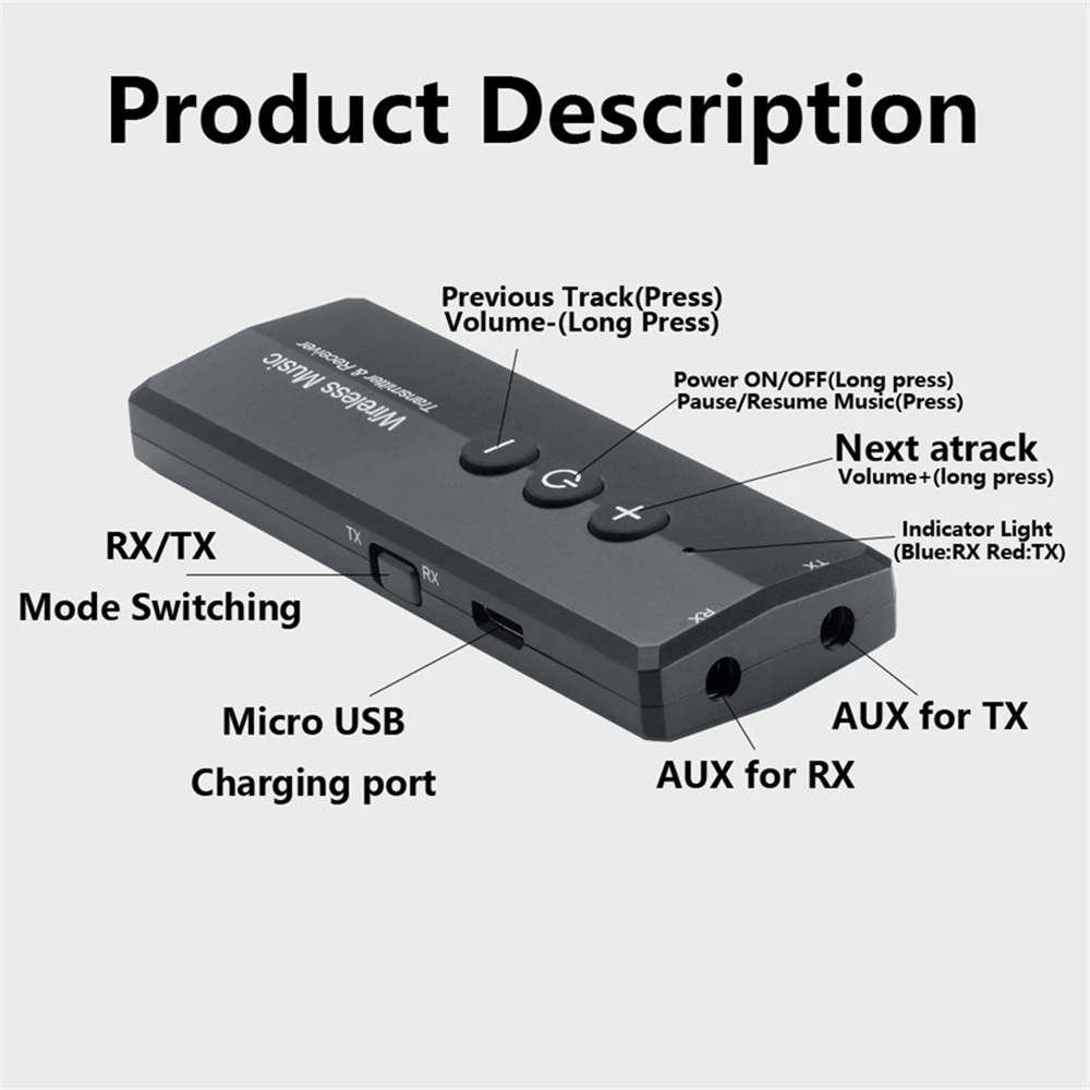 Портативный Bluetooth 5 0 RCA Aux 3 мм стерео передатчик приемник беспроводной
