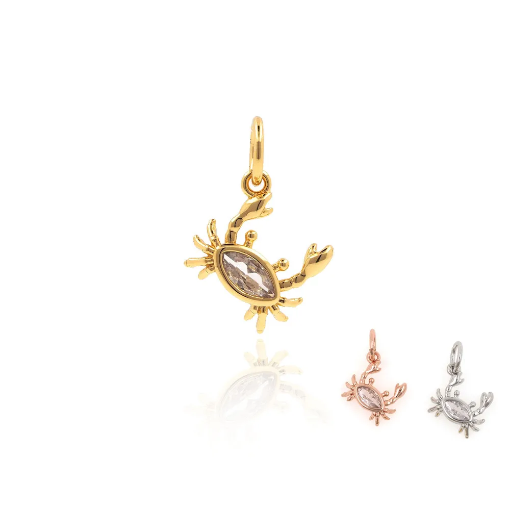 Micropavé CZ Gold Crab Pendant, Animal Necklace, DIY Jewelry Accessories, 15x10.8mm
Micropavé CZ Gold Crab Pendant, Animal Necklace, DIY Jewelry Accessories, 15x10.8mm