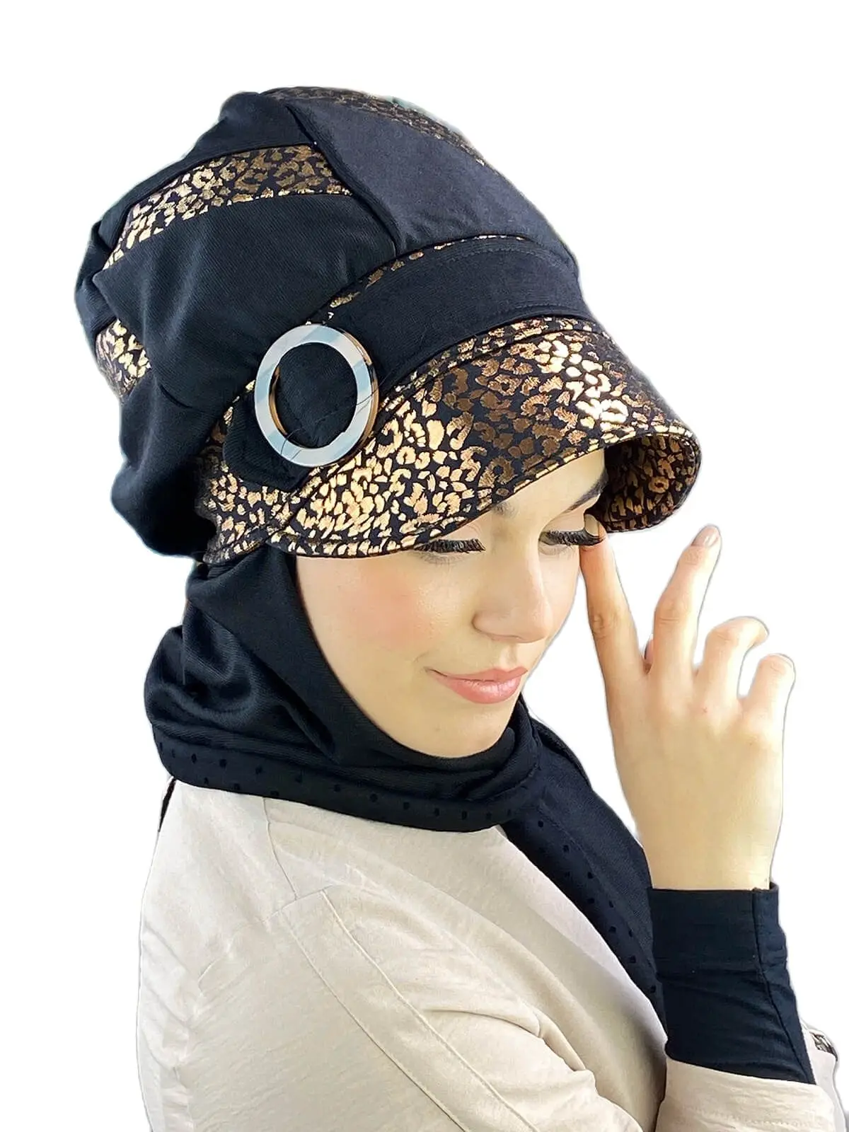 

Leopard print Black New Fashion Islamic Muslim Women Scarf 2021 Trend Hijab Which Are Immediately Ready To Wear Hats Beanie Bonnet Koton scarf