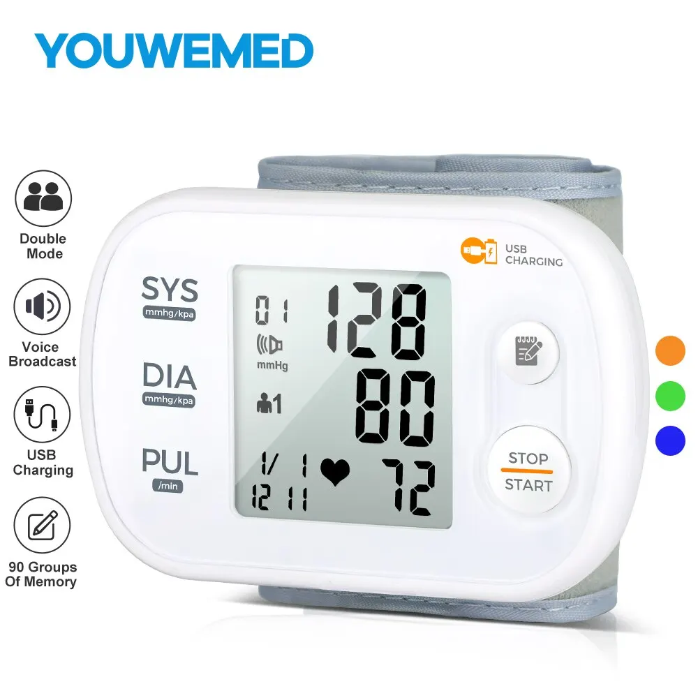 

Медицинский Автоматический цифровой ЖК-монитор артериального давления YOUWEMED, сфигмоманометр, тонометр, измеритель пульса, монитор пульса