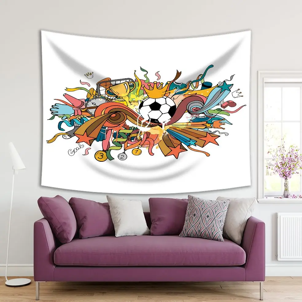 Tapestry Doodle Colorful Soccer Composition With Sport Objects And Decoration Elements Illustration Yellow Orange White
Tapestry Doodle Colorful Soccer Composition With Sport Objects And Decoration Elements Illustration Yellow Orange White