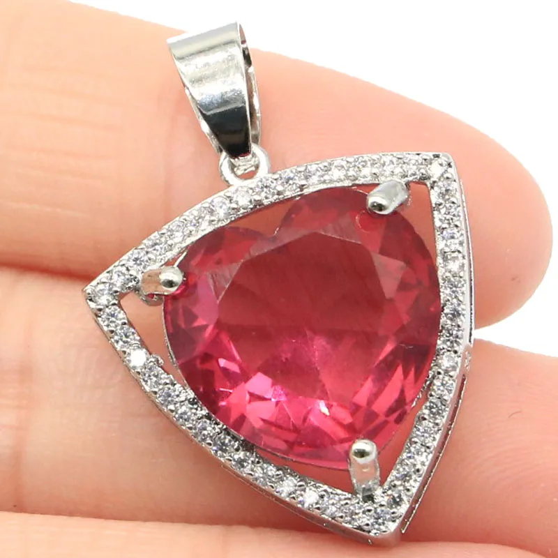 31x21mm Beautiful Heart Shape Created Pink Tourmaline Gift For Woman's Wedding Silver Pendant
31x21mm Beautiful Heart Shape Created Pink Tourmaline Gift For Woman's Wedding Silver Pendant