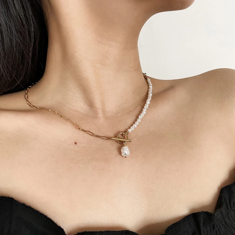 Elegant Imitation Pearls Necklace For Women Gold Chunky Link Chain Asymmety Toggle Clasp Circle Chokers Necklace
Elegant Imitation Pearls Necklace For Women Gold Chunky Link Chain Asymmety Toggle Clasp Circle Chokers Necklace