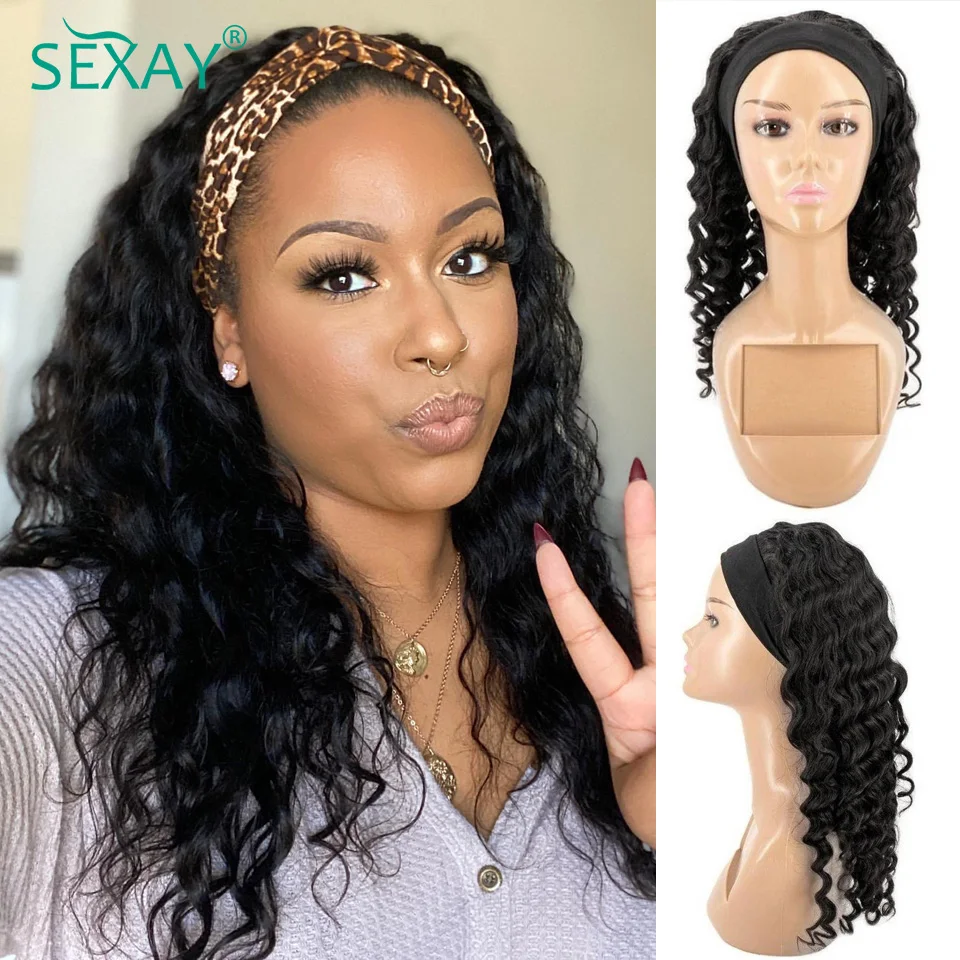 Sexay Women's Headband Wig Loose Deep Wave Human Hair Wigs 180% Density Brazilian Bouncy Wavy Full Machine Wig With Head Bands
Sexay Women's Headband Wig Loose Deep Wave Human Hair Wigs 180% Density Brazilian Bouncy Wavy Full Machine Wig With Head Bands