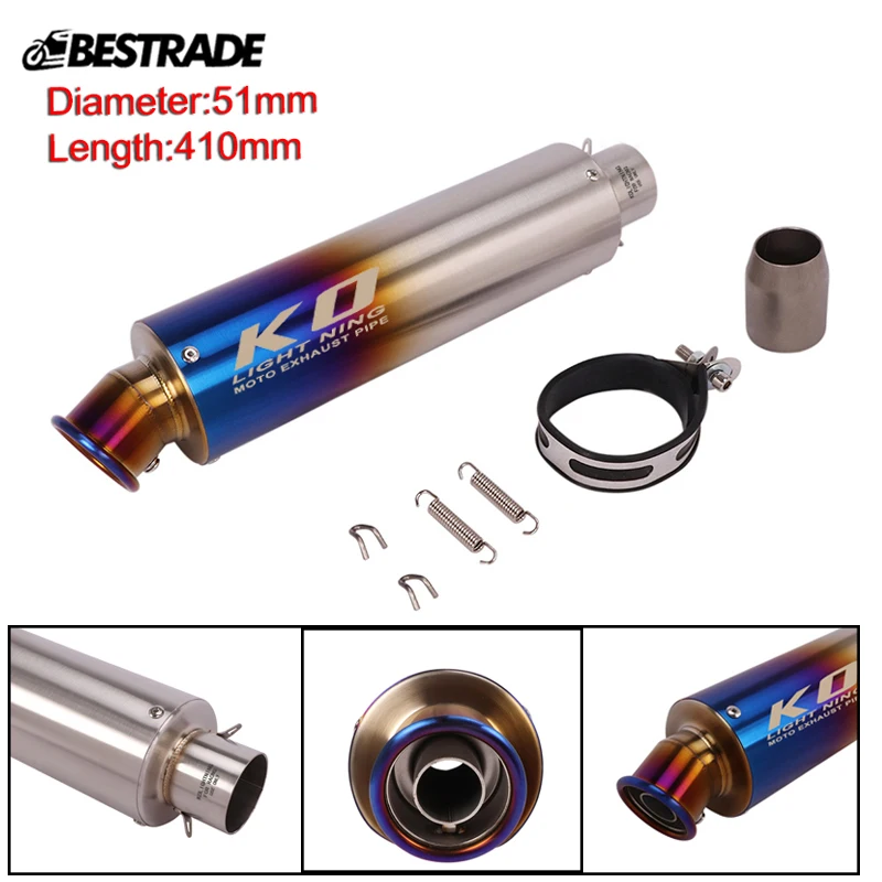 410mm Universal Racing Motorcycle Dirt Bike ATV Exhaust Muffler Pipe Vent Tail Tips Slip on 38-51mm Scooter Stainless Steel Blue
410mm Universal Racing Motorcycle Dirt Bike ATV Exhaust Muffler Pipe Vent Tail Tips Slip on 38-51mm Scooter Stainless Steel Blue