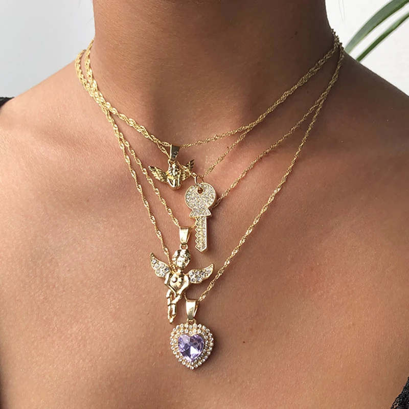 y2k Aesthetic Layered Necklace for Women Crystal Gold Grunge Heart Key Paper Clip Charms Cuban Link Chain Fashion Jewelry Gifts
y2k Aesthetic Layered Necklace for Women Crystal Gold Grunge Heart Key Paper Clip Charms Cuban Link Chain Fashion Jewelry Gifts