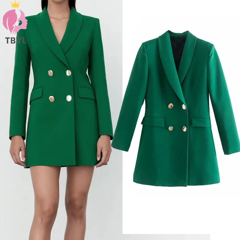 TBYL Green Temperament Blazer Women Double Breasted Long Jacket Elegant Dignified Female Office Wear Autumn Classical Jacket
TBYL Green Temperament Blazer Women Double Breasted Long Jacket Elegant Dignified Female Office Wear Autumn Classical Jacket