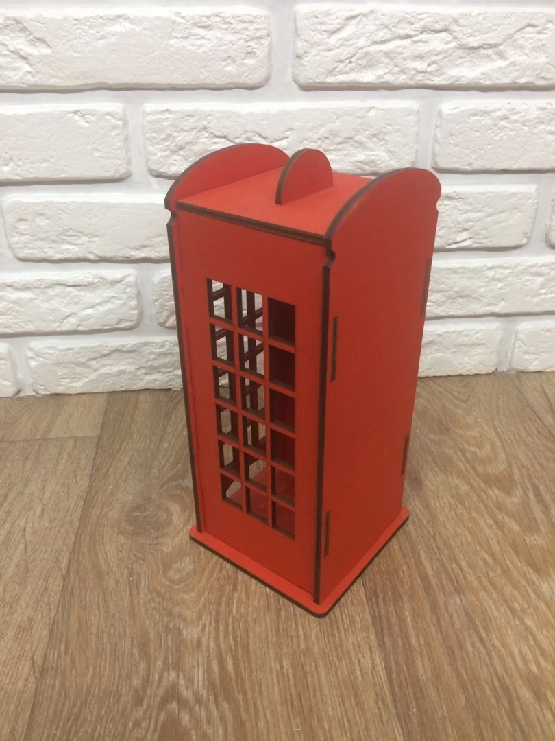 Телефонная будка Лондон красный чайный домик к из дерева 10х10х22 см пакетик