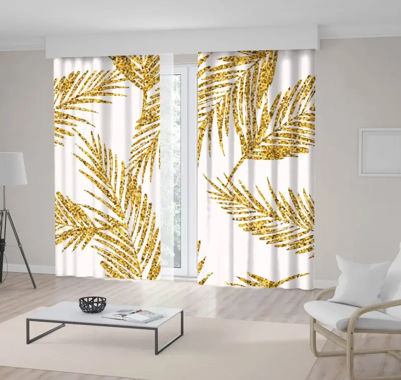 Curtain Exotic Pattern with Gold Palm Leaf Silhouettes Nature Tropics Fun Stylish Floral Artwork Print
Curtain Exotic Pattern with Gold Palm Leaf Silhouettes Nature Tropics Fun Stylish Floral Artwork Print