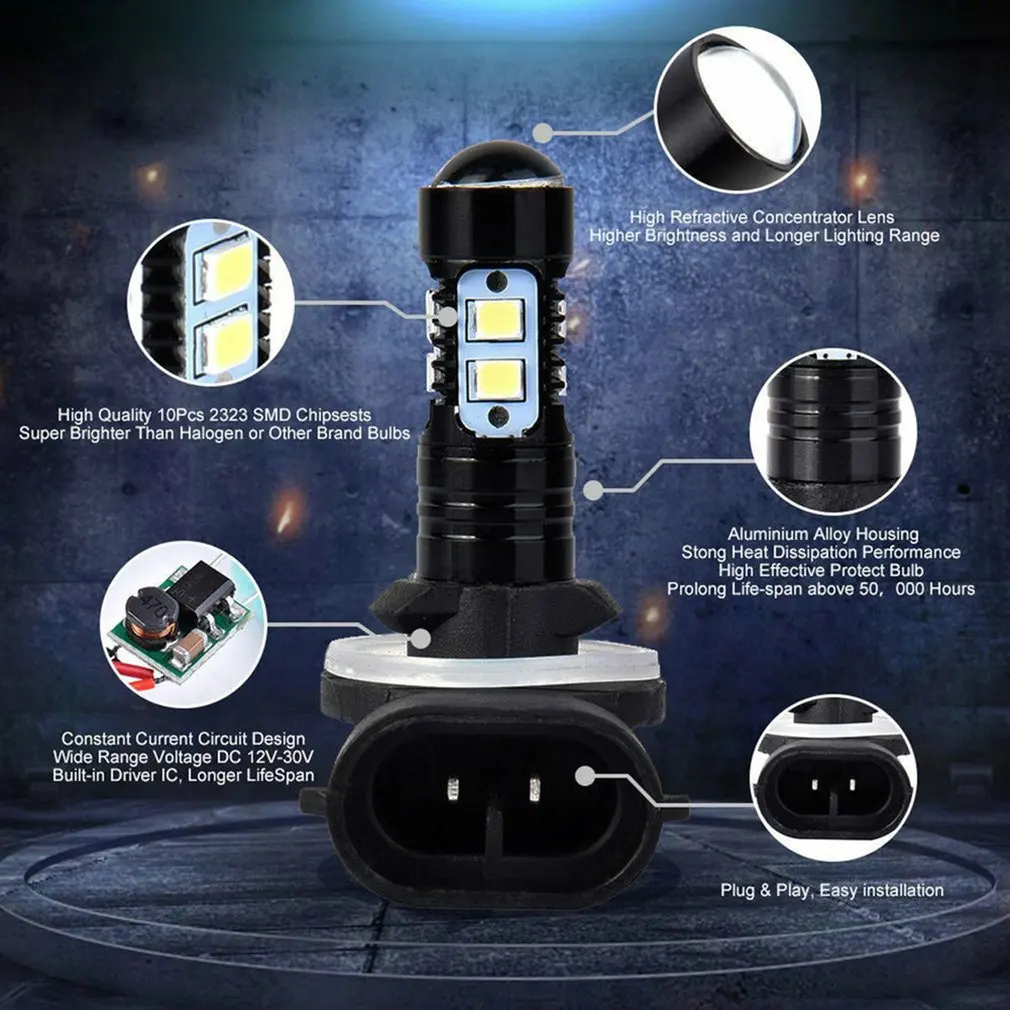 High Power DRL Lamps 6500K White 881 LED Replacement Bulbs For Car Fog Lights Daytime Running Lights 12V
High Power DRL Lamps 6500K White 881 LED Replacement Bulbs For Car Fog Lights Daytime Running Lights 12V