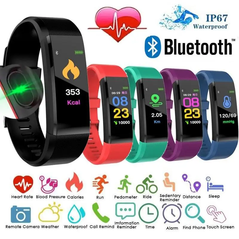 115 Plus Bluetooth Smart Watch Heart Rate Monitor Smart Wristband Fitness Tracker Bracelet IP65 Waterproof Wristwatch men women
115 Plus Bluetooth Smart Watch Heart Rate Monitor Smart Wristband Fitness Tracker Bracelet IP65 Waterproof Wristwatch men women